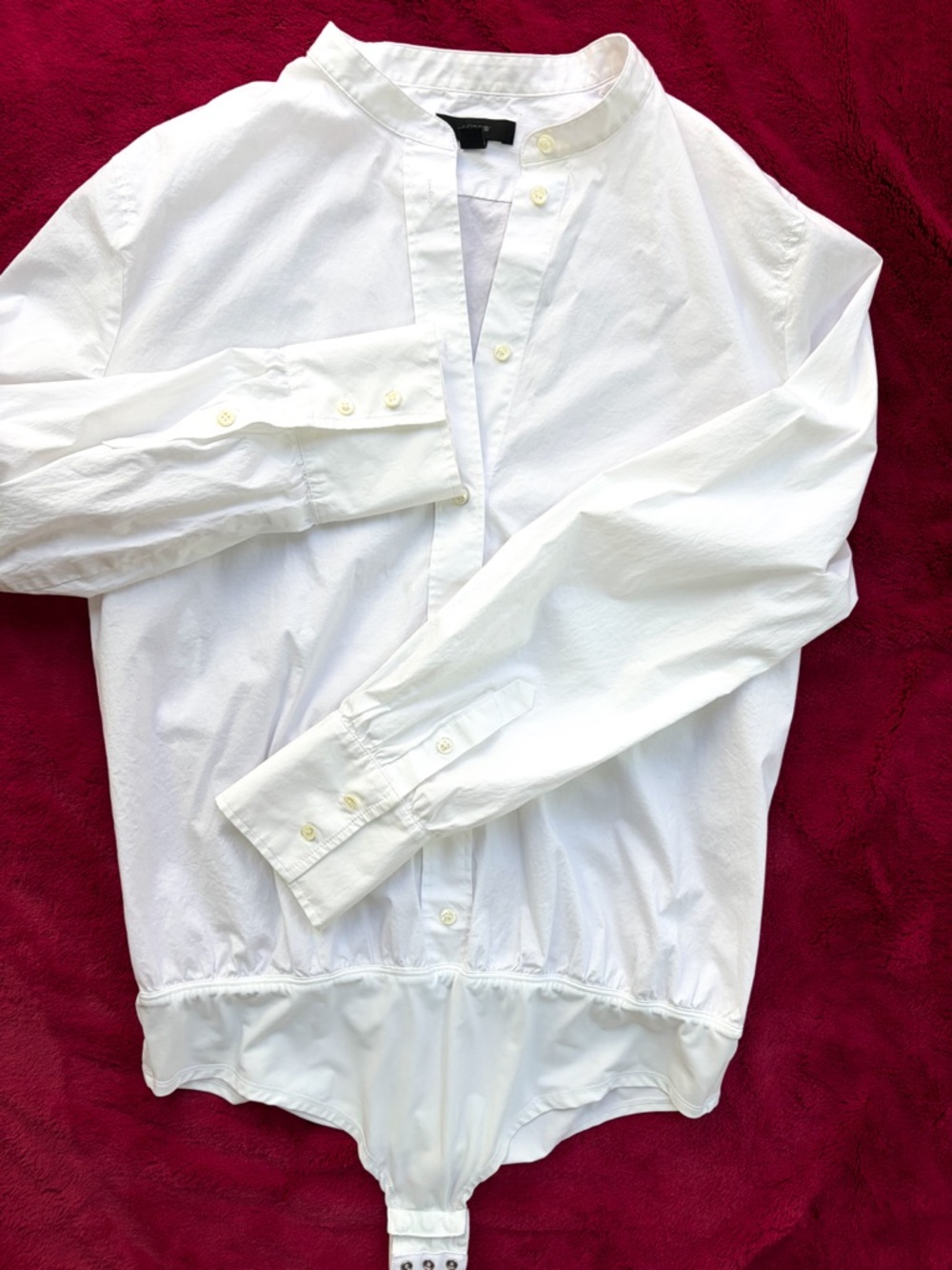 J.Crew White Button Front Bodysuit Stretch Minimalist Top 14